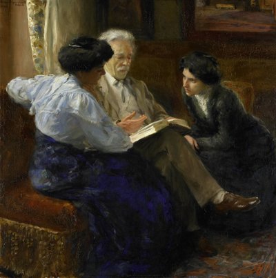 Alphons Marie Antoine Joseph Grandmont (1837-1909), segundo marido de la artista, dando clases a dos niñas italianas de Bramine Hubrecht