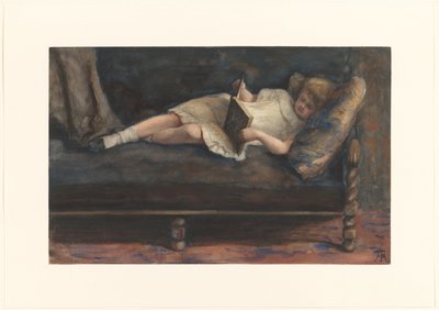 Chica lectora, tumbada en un sofá de Bramine Hubrecht