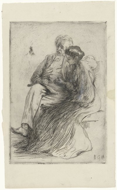 Mujer joven y hombre mayor leyendo de Bramine Hubrecht