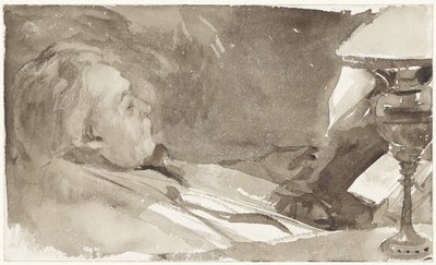 Retrato de Alphons Marie Antoine Joseph Grandmont, leyendo junto a una lámpara de Bramine Hubrecht