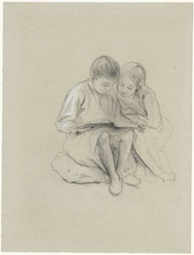 Dos niños lectores de Bramine Hubrecht