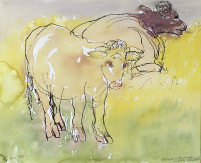 Jóvenes toros en el prado, 1983 de Brenda Brin Booker
