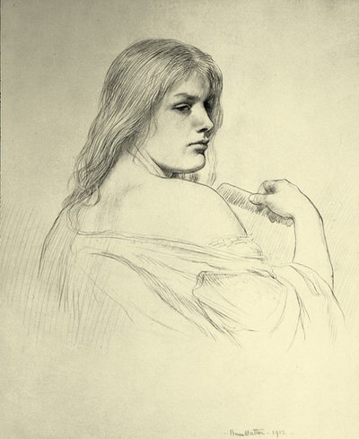 Joven peinando su cabello - Un estudio de Beatrice Stewart de Brian Hatton