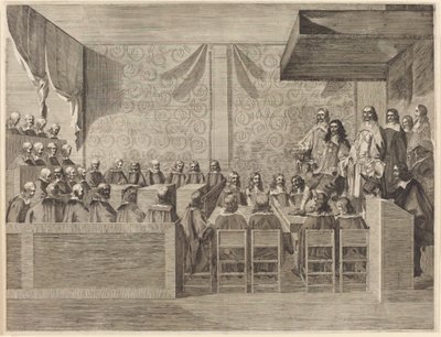 Carlos II con su Consejo de British 17th Century