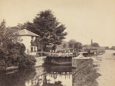 Casa del guardián de la esclusa y puertas de la esclusa de British 19th Century