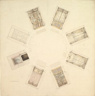 Sala Octogonal con Vistas Seccionales, siglo XIX de British Anonymous 19th Century.