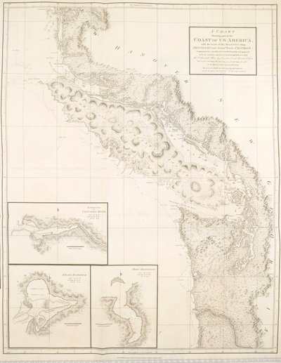 Carta que muestra parte de la costa de América del Noroeste de British School