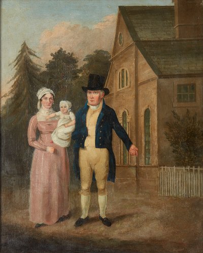 Retrato de grupo de Jasper Ryles y su familia (óleo sobre lienzo) de British School