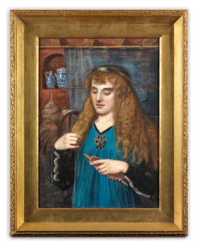 Una doncella enrollando lana, c. 1890 (gouache, acuarela y acuarela sobre cartulina) de British School