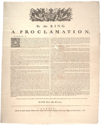 Una Proclamación, 1763 de British School