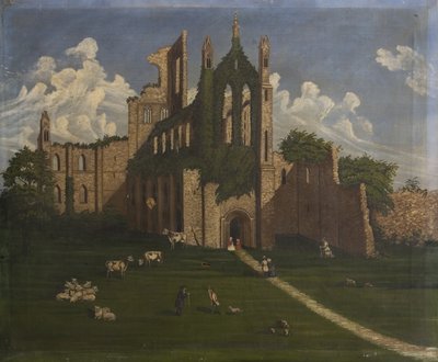 Una abadía en ruinas, mediados del siglo XIX (óleo sobre lienzo) de British School