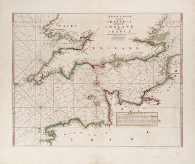 Carta del Canal de la Mancha entre Inglaterra y Francia de British School