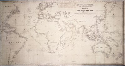 Una carta de contorno, con el fin de marcar la ruta de un barco". de British School