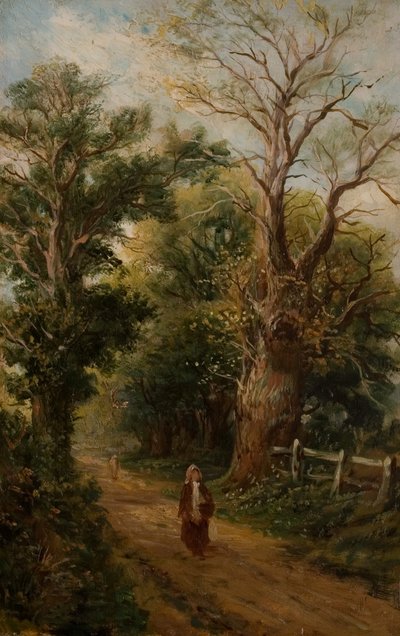 Country Lane, quizás Church Lane, Allesley, c.1880 (óleo sobre lienzo) de British School