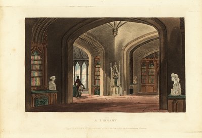 Diseño para una biblioteca de estilo gótico, época de la Regencia de British School