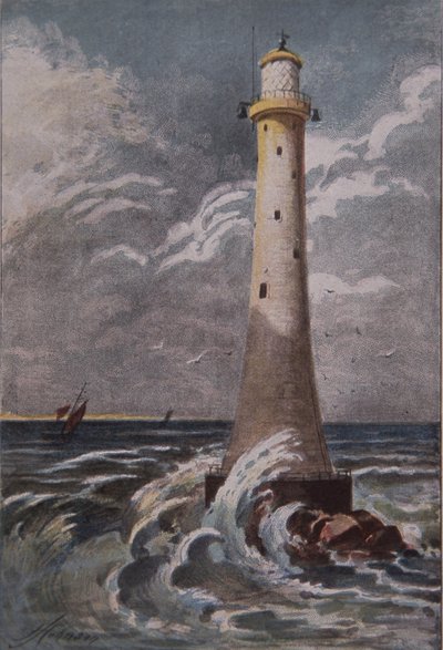 Faro Eddystone, frente a Plymouth, finales del siglo XIX (litografía en color) de British School