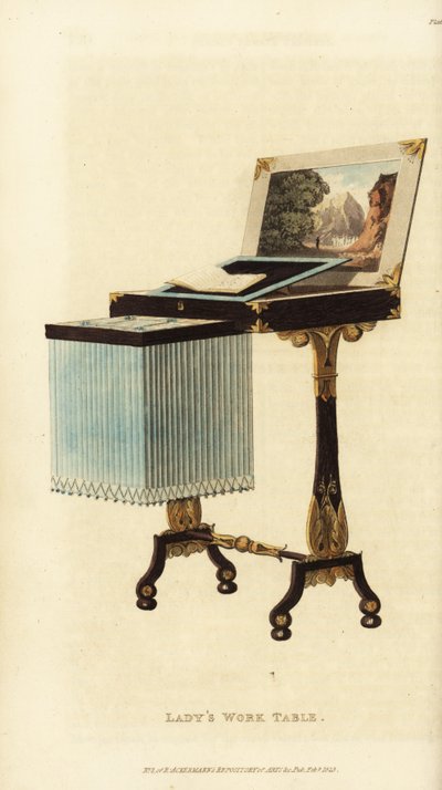Elegante mesa de trabajo de señora, época de la Regencia de British School