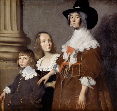 Hester Tradescant y sus hijastros, John y Frances, c. 1644 de British School