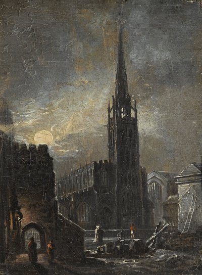 Santa Trinidad y San Miguel de noche, c.1826 (óleo sobre tabla) de British School