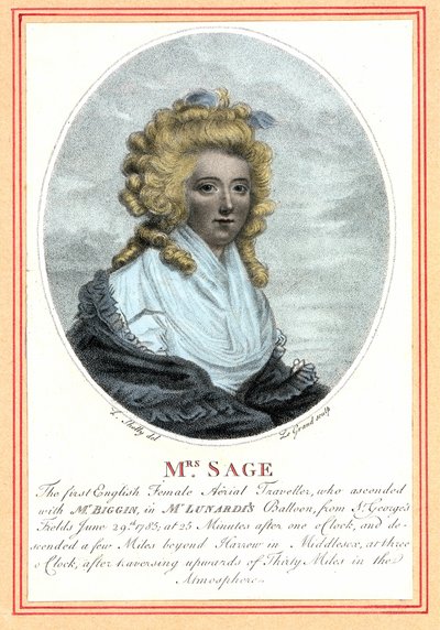 Laetitia Sage, primera mujer aeronauta inglesa, finales del siglo XVIII. de British School