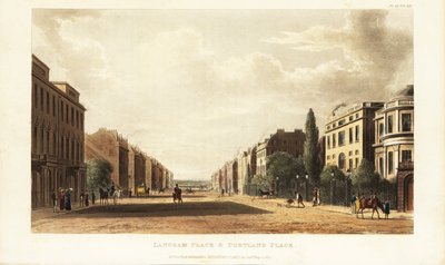 Langham Place y Portland Place, continuación hacia el norte de Regent Street (carretera A4201),, Londres de British School