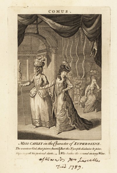 Miss Ann Catley en el personaje de Eufrosina en Comus de John Milton de British School