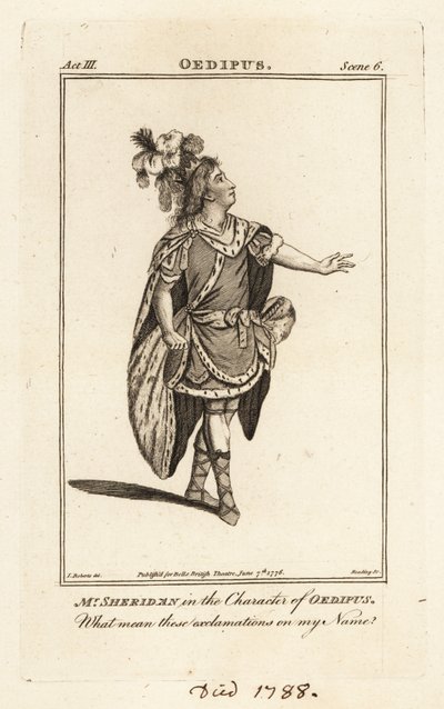 Mr. Thomas Sheridan en el personaje de Edipo en Edipo de John Dryden, Teatro Covent Garden de British School