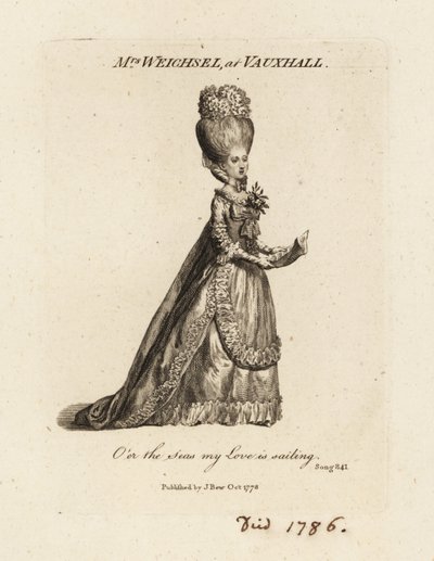 La Sra. Frederica Weichsel cantando en los Jardines de Placer de Vauxhall, finales del siglo XVIII de British School
