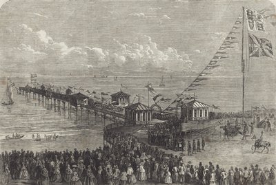 Inauguración de un muelle marítimo británico (grabado) de British School