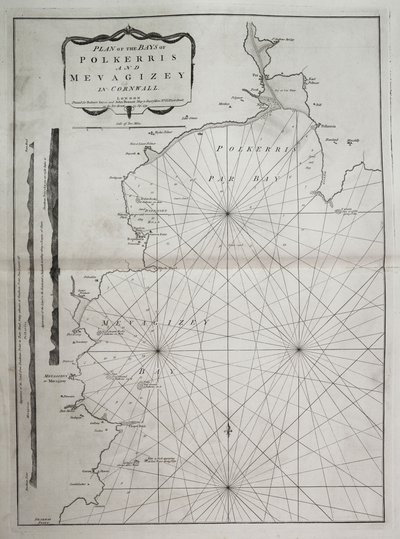 Plano de las bahías de Polkerris y Mevagizey en Cornualles de British School