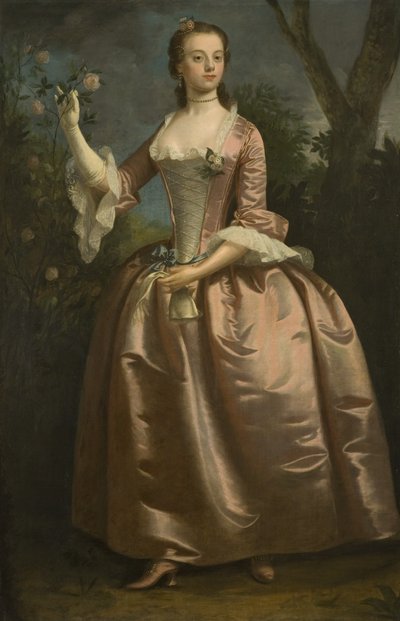 Retrato de una Dama con Vestido Rosa de British School
