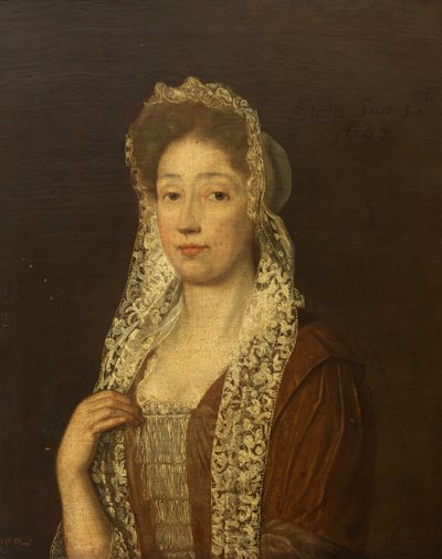 Retrato de una Dama con Gorro de Encaje y Cintas de British School