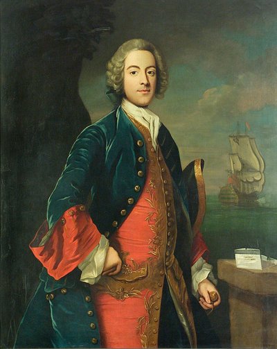Retrato de un oficial de la marina, c.1730-40 (óleo sobre lienzo) de British School