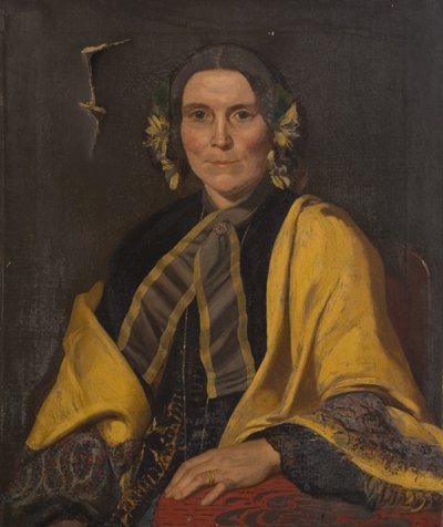Retrato de una mujer desconocida, c.1840 (óleo sobre lienzo) de British School
