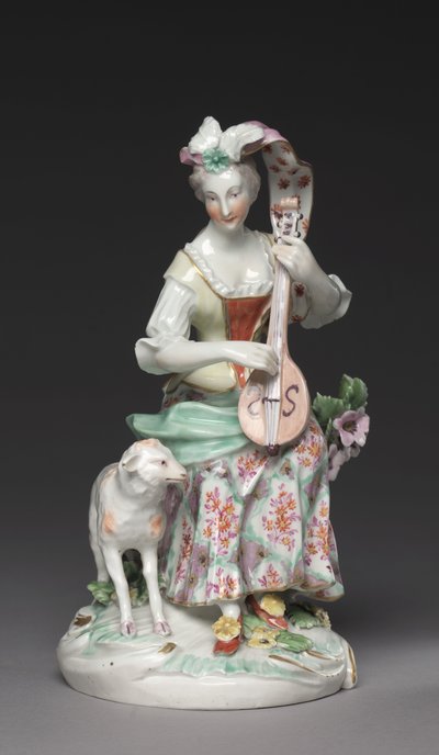 Músico sentado, Fábrica de Porcelana de Derby, c.1765 (porcelana de pasta blanda) de British School