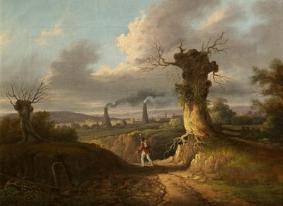 The Old Glass Works, Nailsea, c.1810 (óleo sobre lienzo) de British School