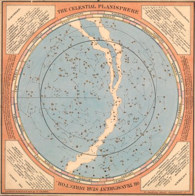 El planisferio celeste o director de estrellas transparente, c.1850 (cartulina, papel, tejido) de British School