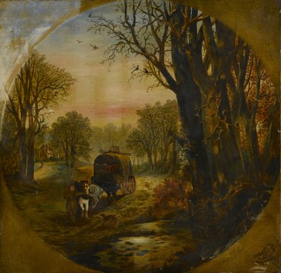 Paisaje arbolado con carro, mediados del siglo XIX (óleo sobre lienzo) de British School