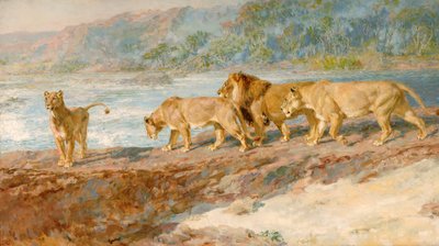 En la orilla de un río africano, 1918 de Briton Riviere