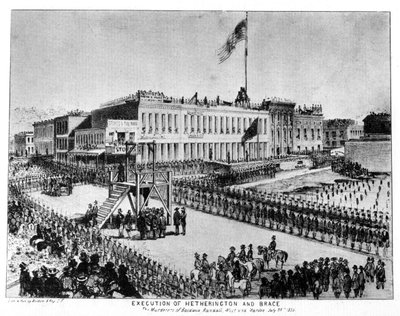La ejecución de Hetherington y Brace, Fort Vigilance, Sacramento, California, 1856, 1937 de Britton and Rey