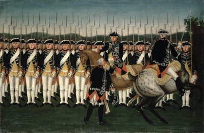 Friedrich II (1712-86) con el Regimiento de la Guardia de Hesse de Brock