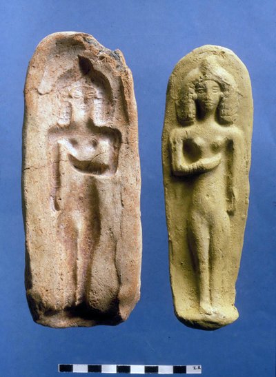 Figurilla de una diosa de la fertilidad y el molde del que fue fundida, c. siglo VIII-VII a.C. de Bronze Age