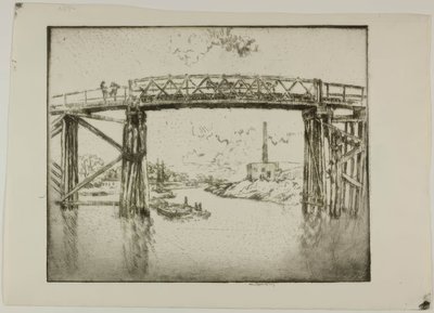 Chicago - Barcazas en el brazo norte de Bror Julius Olsson Nordfeldt