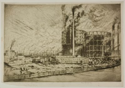 Chicago - Gas Tank Town, calle 29 y río de Bror Julius Olsson Nordfeldt