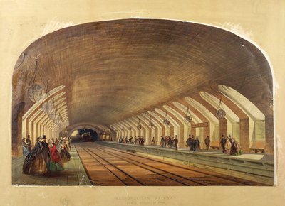 Ferrocarril Metropolitano, Estación Baker Street, cromolitografía de Brothers Kell