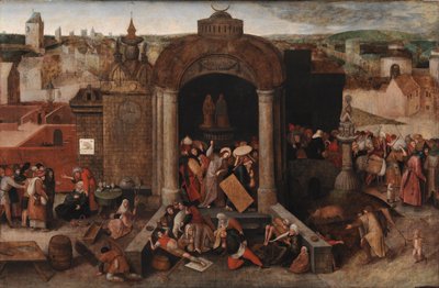 Cristo expulsando a los mercaderes del templo, después de 1569 de Bruegel
