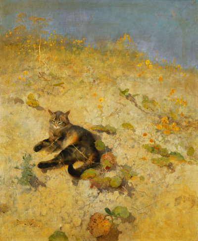 Un gato tomando el sol de Bruno Andreas Liljefors