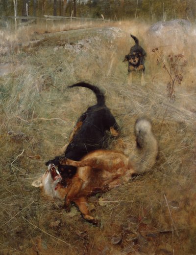 Sabuesos y zorro de Bruno Andreas Liljefors