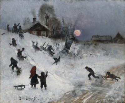 Deslizamiento en trineo, 1882 de Bruno Andreas Liljefors