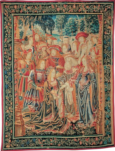 La historia de Troya. El perdón de Helena, c. 1520 de Brussels Manufactory